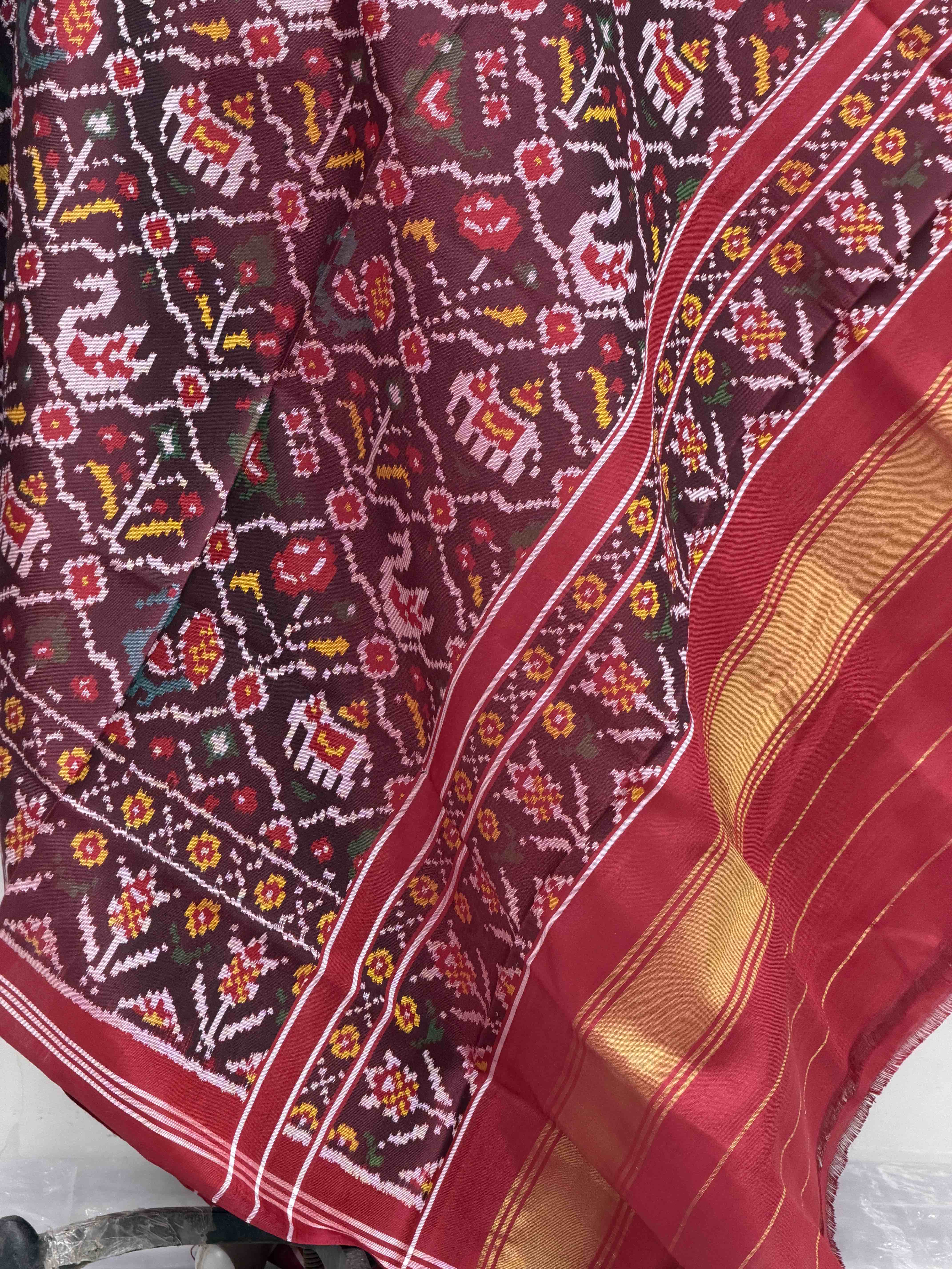 Maroon Narikunjar Single Ikat Dupattas