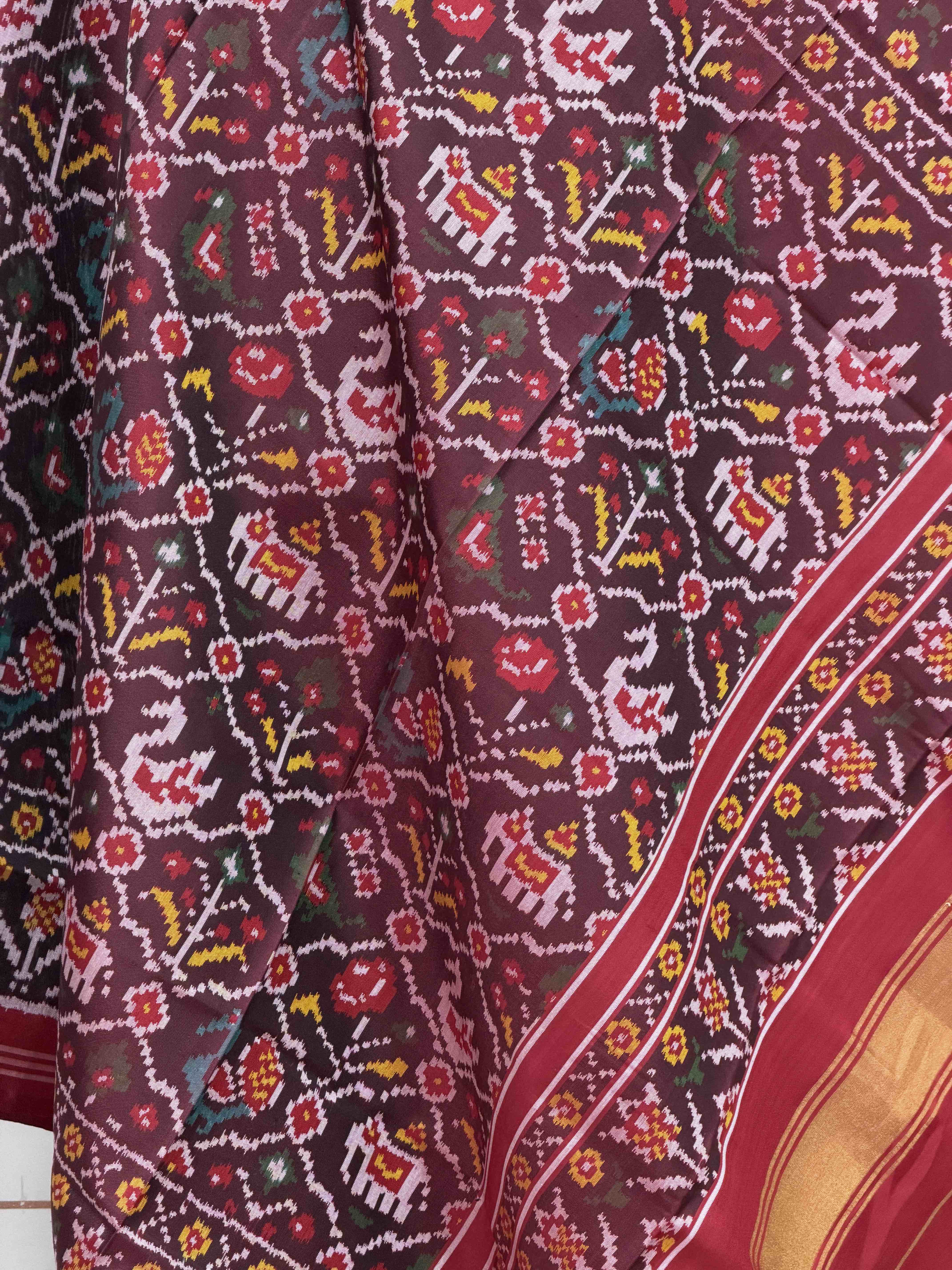Maroon Narikunjar Single Ikat Dupattas