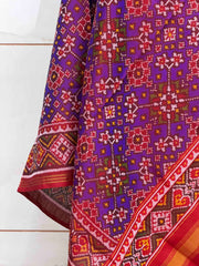 Red & Purple Navaratan Single ikat Dupatta