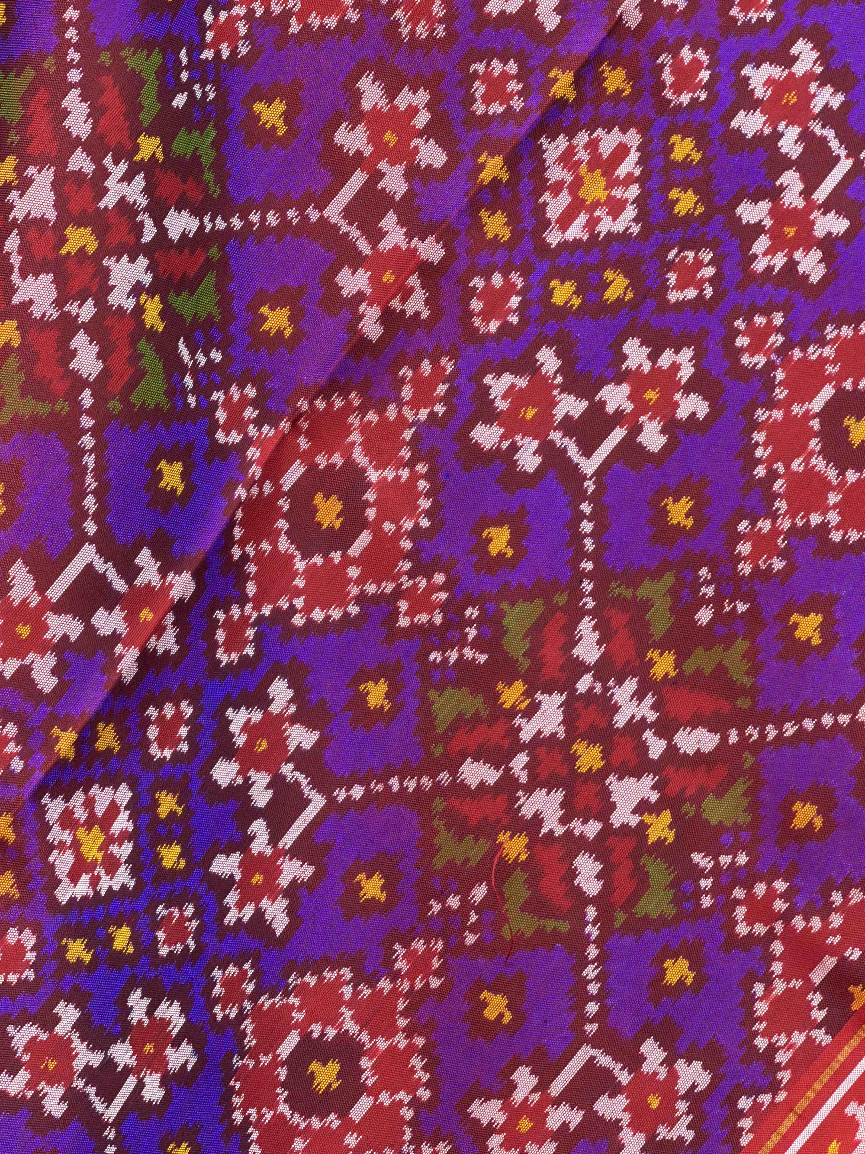 Red & Purple Navaratan Single ikat Dupatta