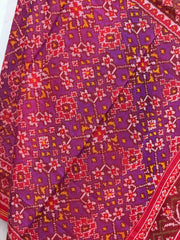 Red & shaded purple red navaratan single ikat dupatta
