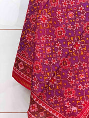 Red & shaded purple red navaratan single ikat dupatta
