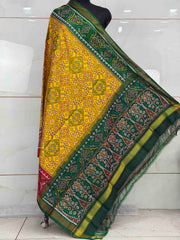Ganga Jamuna tri colour Dual pallu Single ikat Dupatta