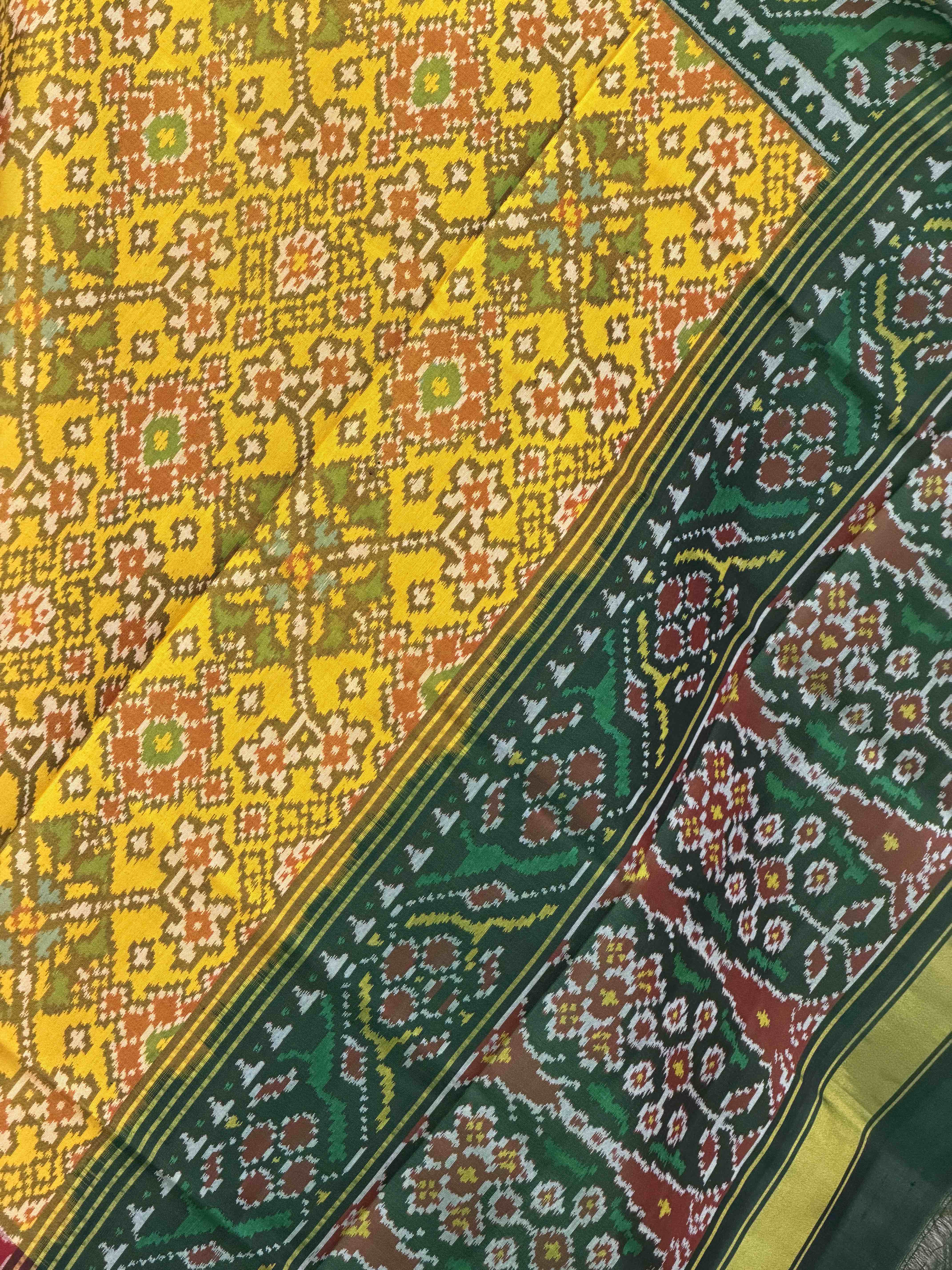 Ganga Jamuna tri colour Dual pallu Single ikat Dupatta