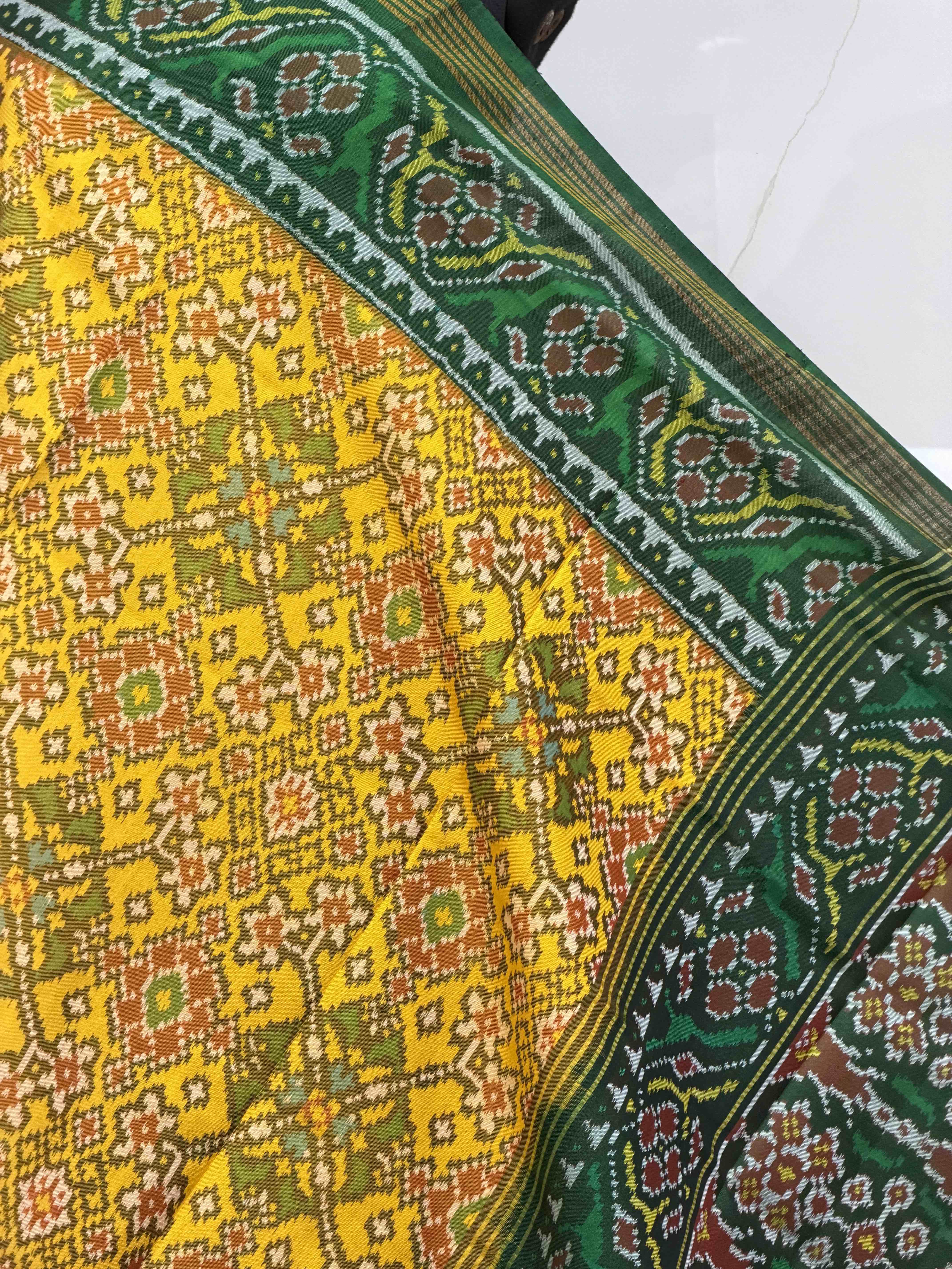 Ganga Jamuna tri colour Dual pallu Single ikat Dupatta