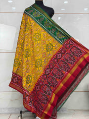 Ganga Jamuna tri colour Dual pallu Single ikat Dupatta