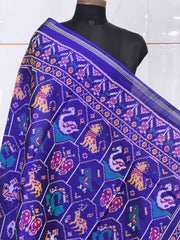 Blue motif design Single Ikat Dupatta