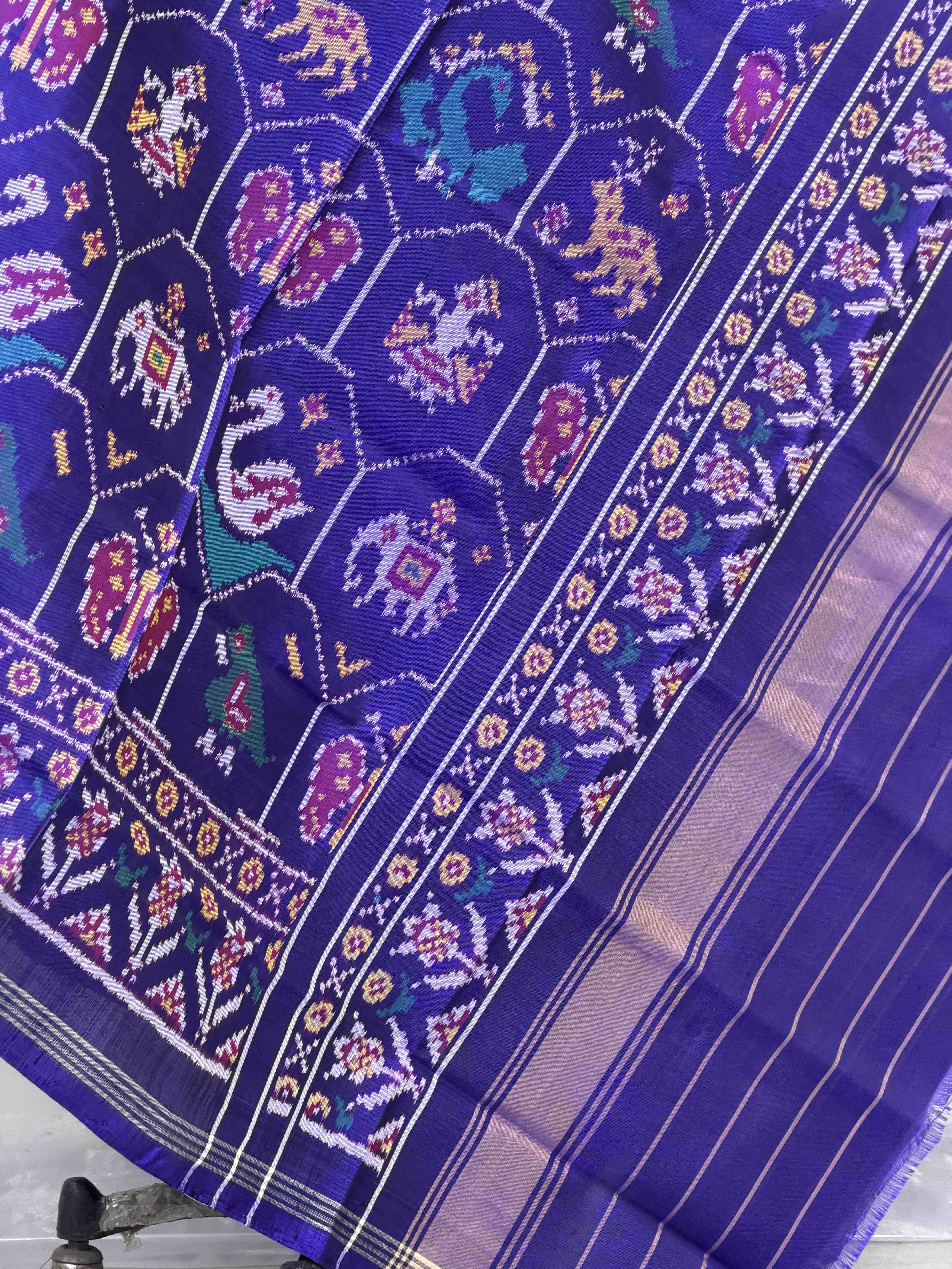 Blue motif design Single Ikat Dupatta