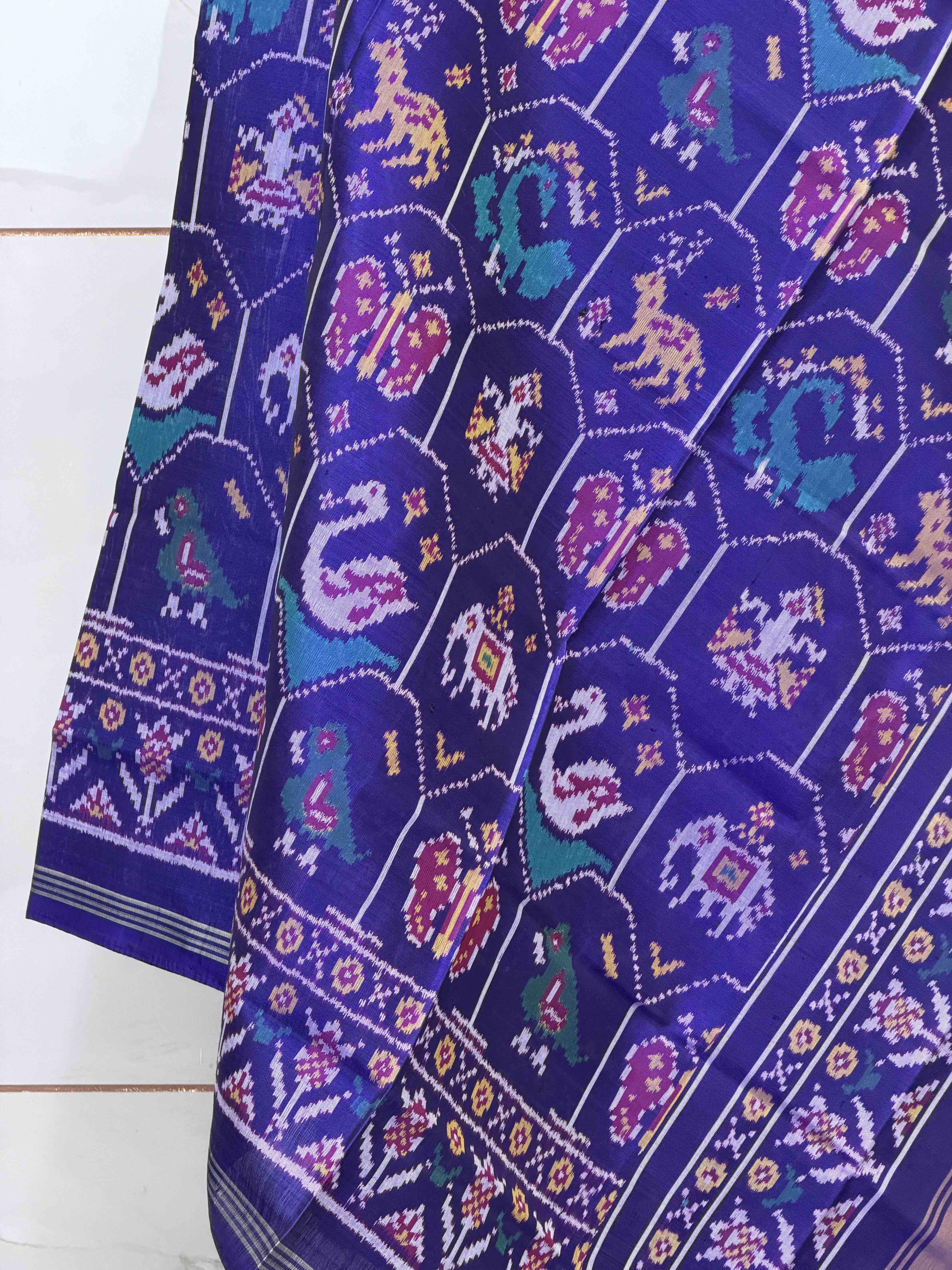 Blue motif design Single Ikat Dupatta