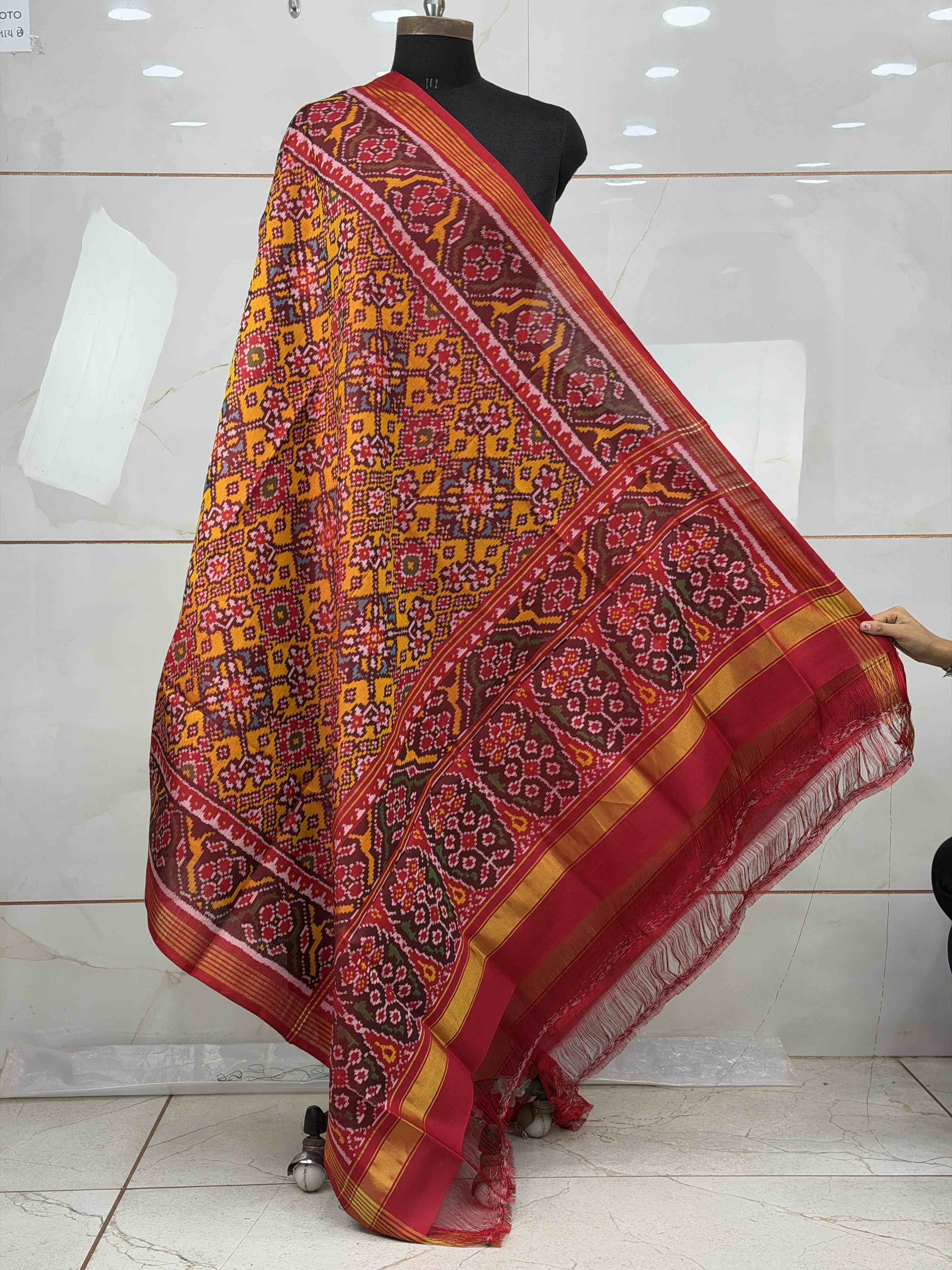 Red & musterd navaratn dupatta