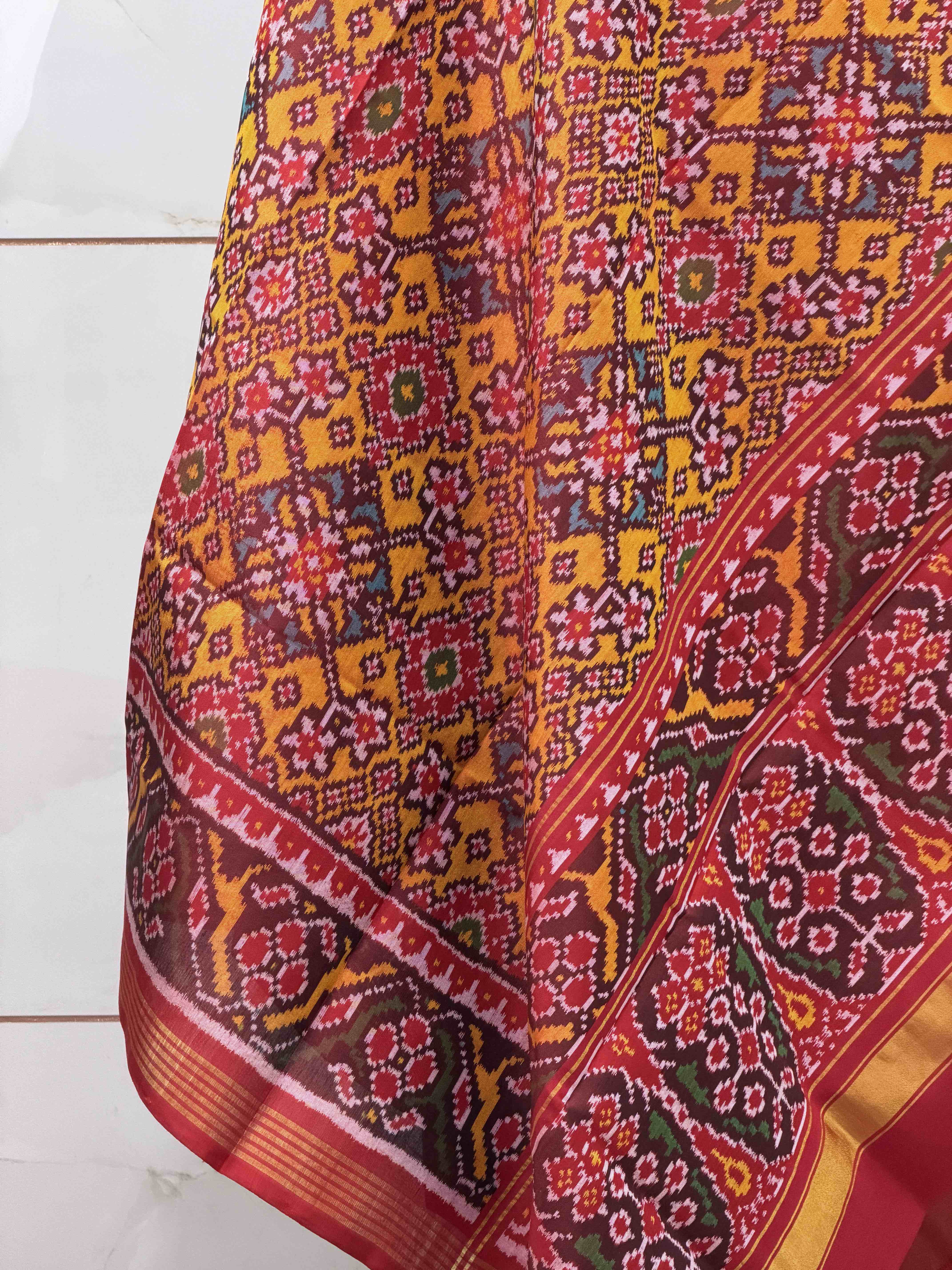 Red & musterd navaratn dupatta