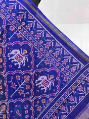 Blue floral figure design single ikat dupatta