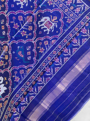 Blue floral figure design single ikat dupatta