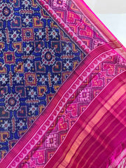 pink & blue vhoragaji single ikat dupatta
