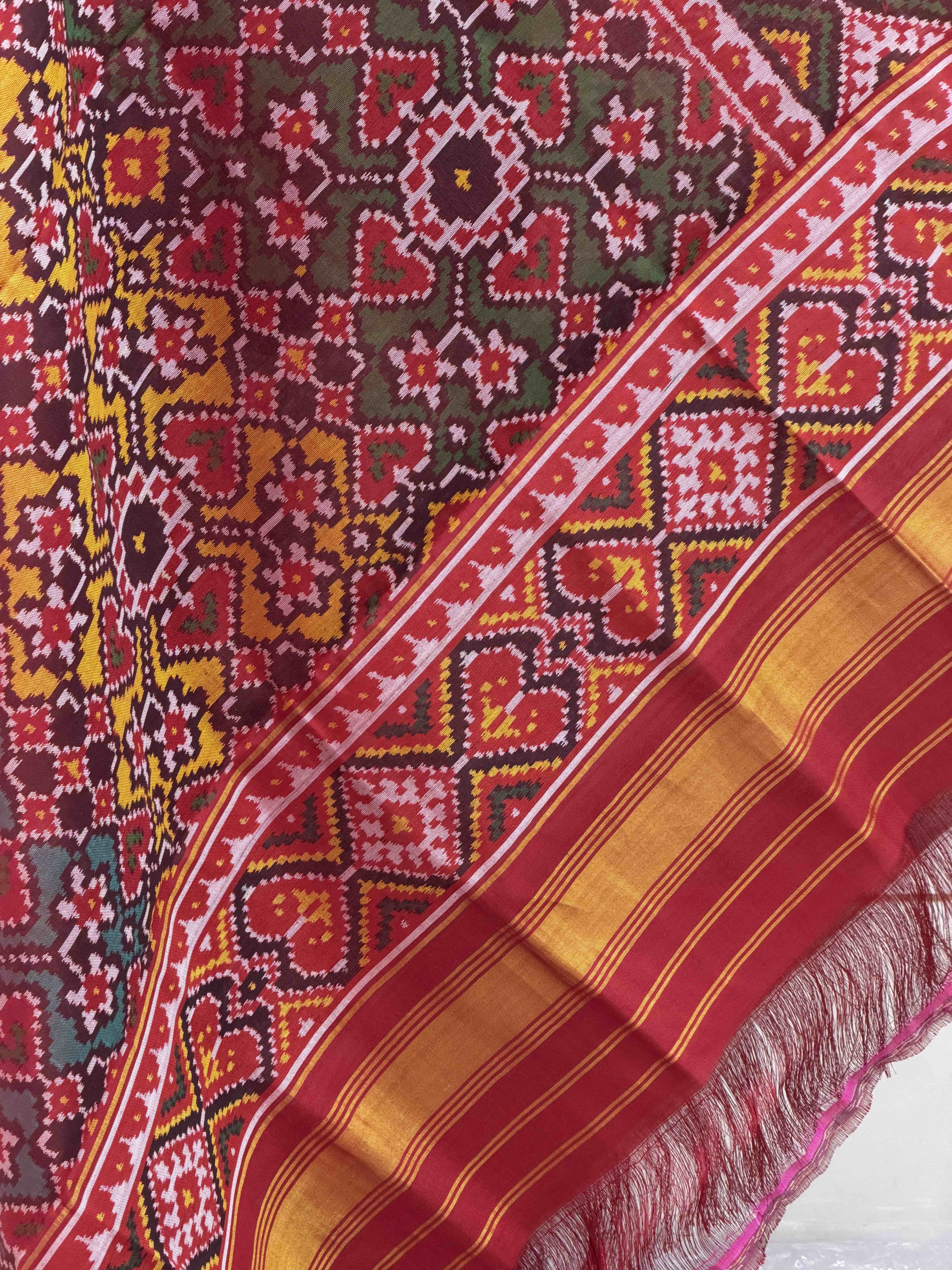 Maroon with multiple colour Manekchawk Design Dupatta