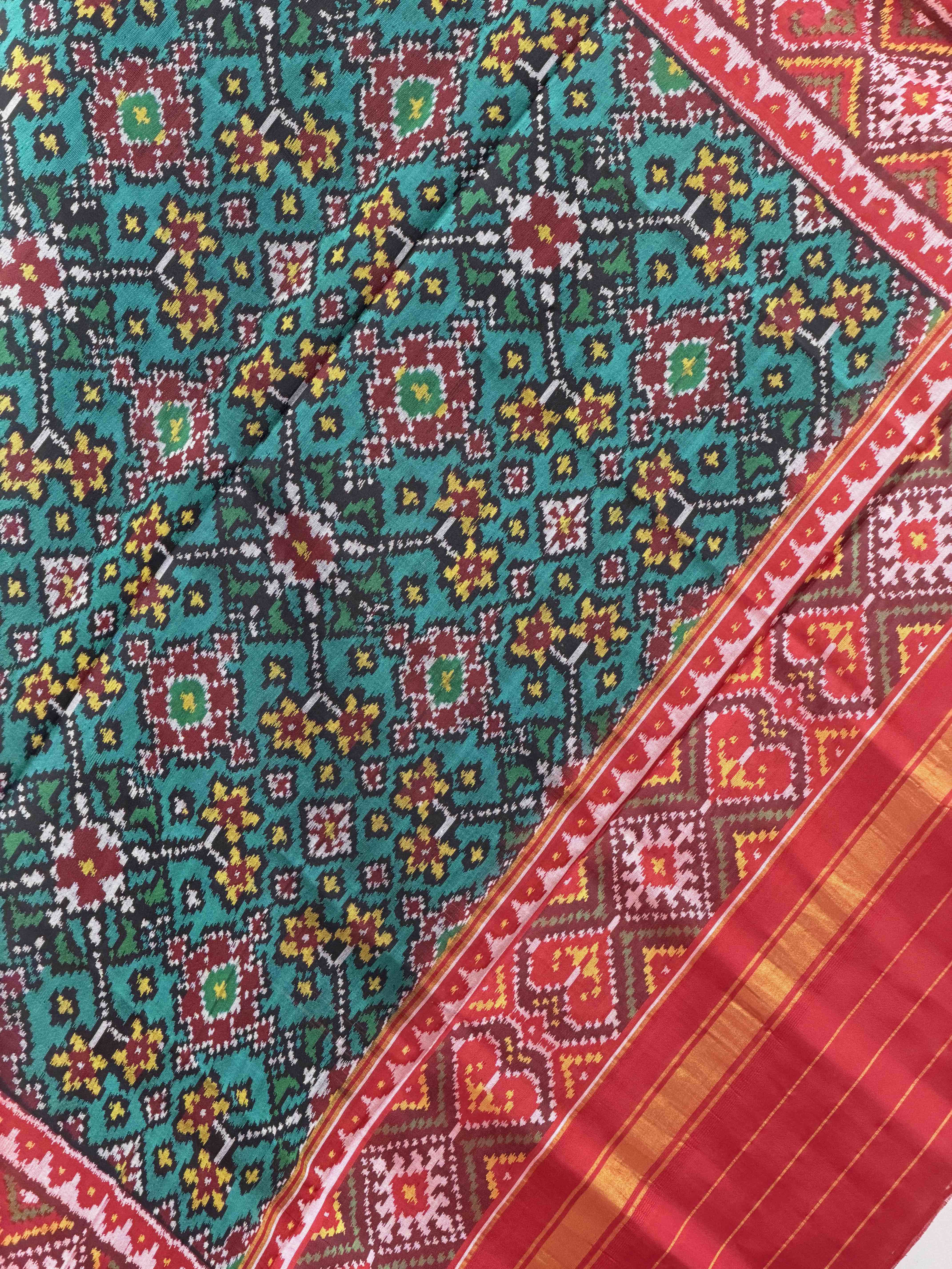 Red & Rama Green Navaratan Single Ikata Dupatta