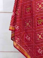 Small dupatta in Red Bandhani Pattern weave