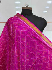 Small Dupatta in Pink colour bandhani design single ikat