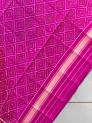 Small Dupatta in Pink colour bandhani design single ikat