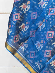 Small dupatta in turquoise Blue single ikat