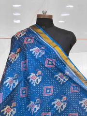 Small dupatta in turquoise Blue single ikat