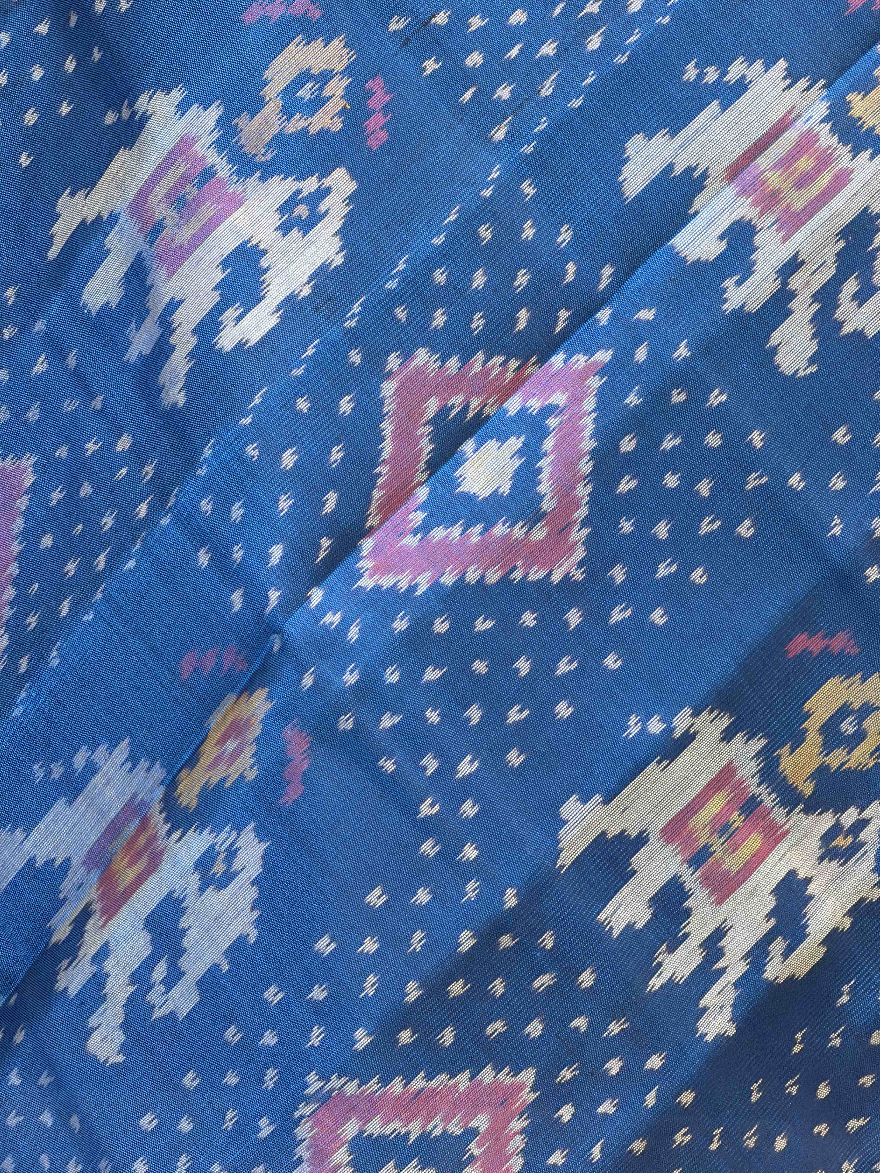 Small dupatta in turquoise Blue single ikat