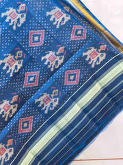 Small dupatta in turquoise Blue single ikat