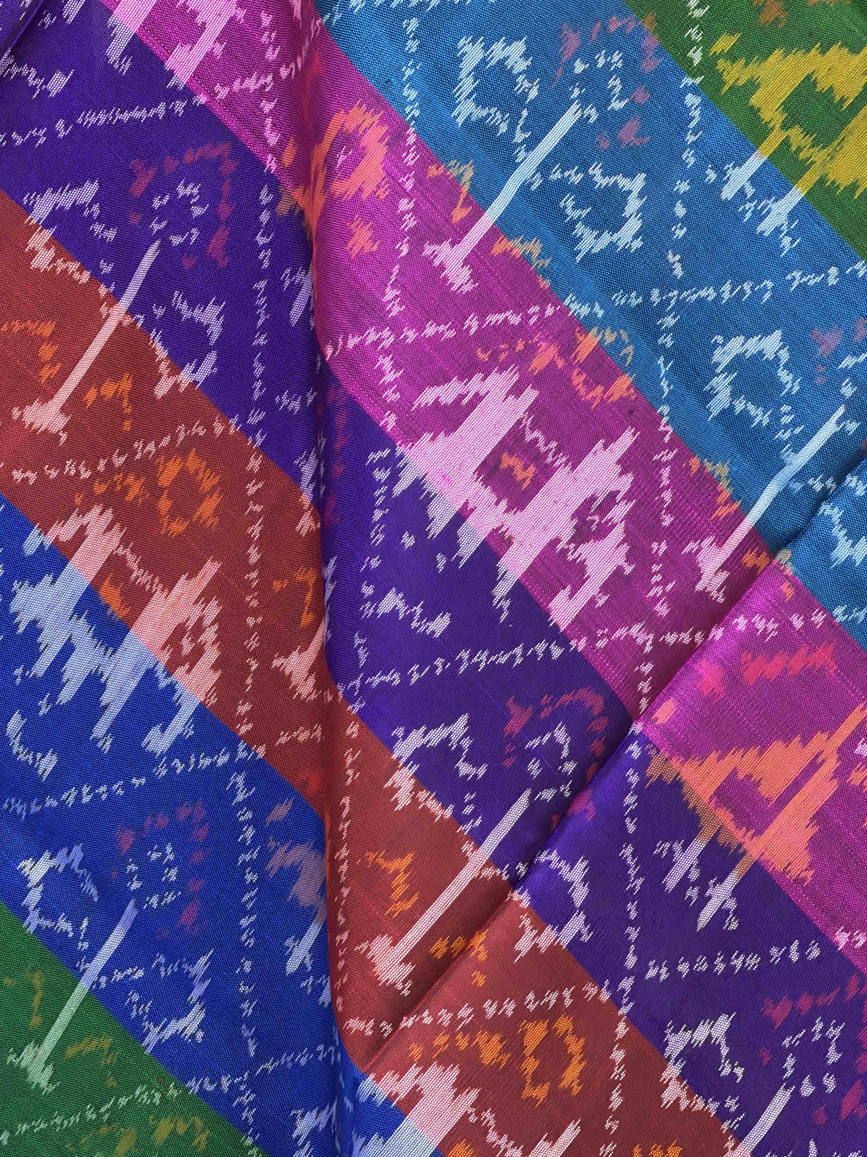 Small dupatta in multi stripe Single Ikat woven