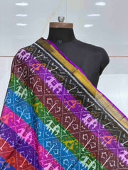 Small dupatta in multi stripe Single Ikat woven