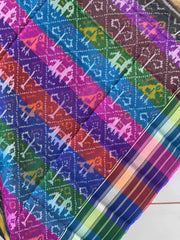 Small dupatta in multi stripe Single Ikat woven