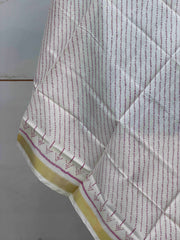 Small dupatta in cream white laheirya single ikat weave