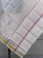 Small dupatta in cream white laheirya single ikat weave