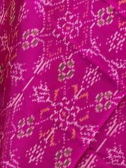 Small dupatta in pink chhabdi design single ikat weave