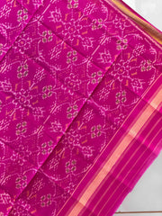 Small dupatta in pink chhabdi design single ikat weave
