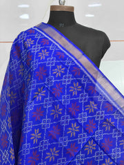 Small dupatta in blue colour single ikat weave