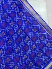 Small dupatta in blue colour single ikat weave