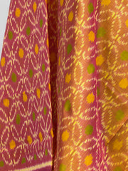 Small dupatta in peach pink single ikat weave