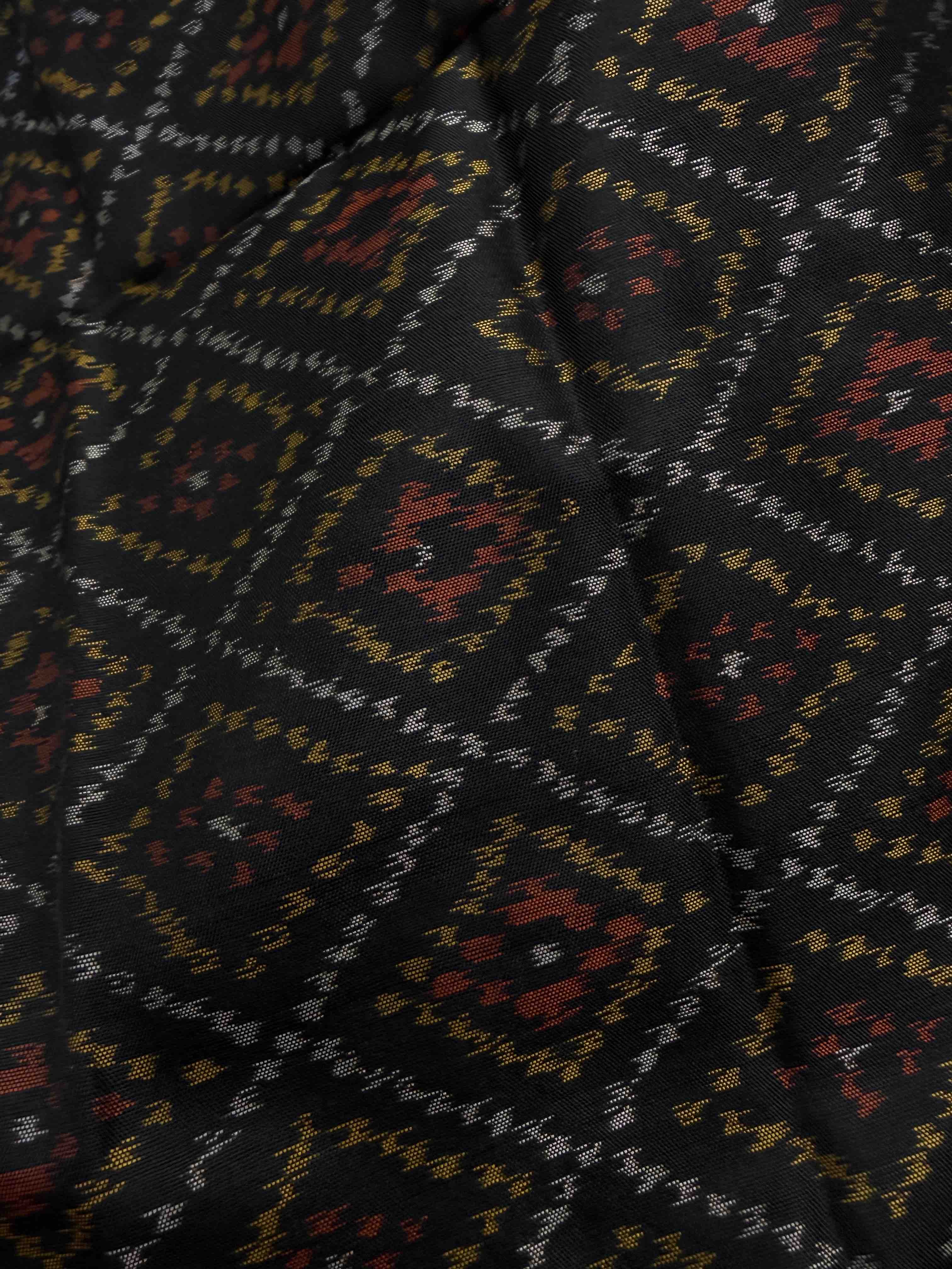 Small dupatta in black shade woven single ikat bandhani design