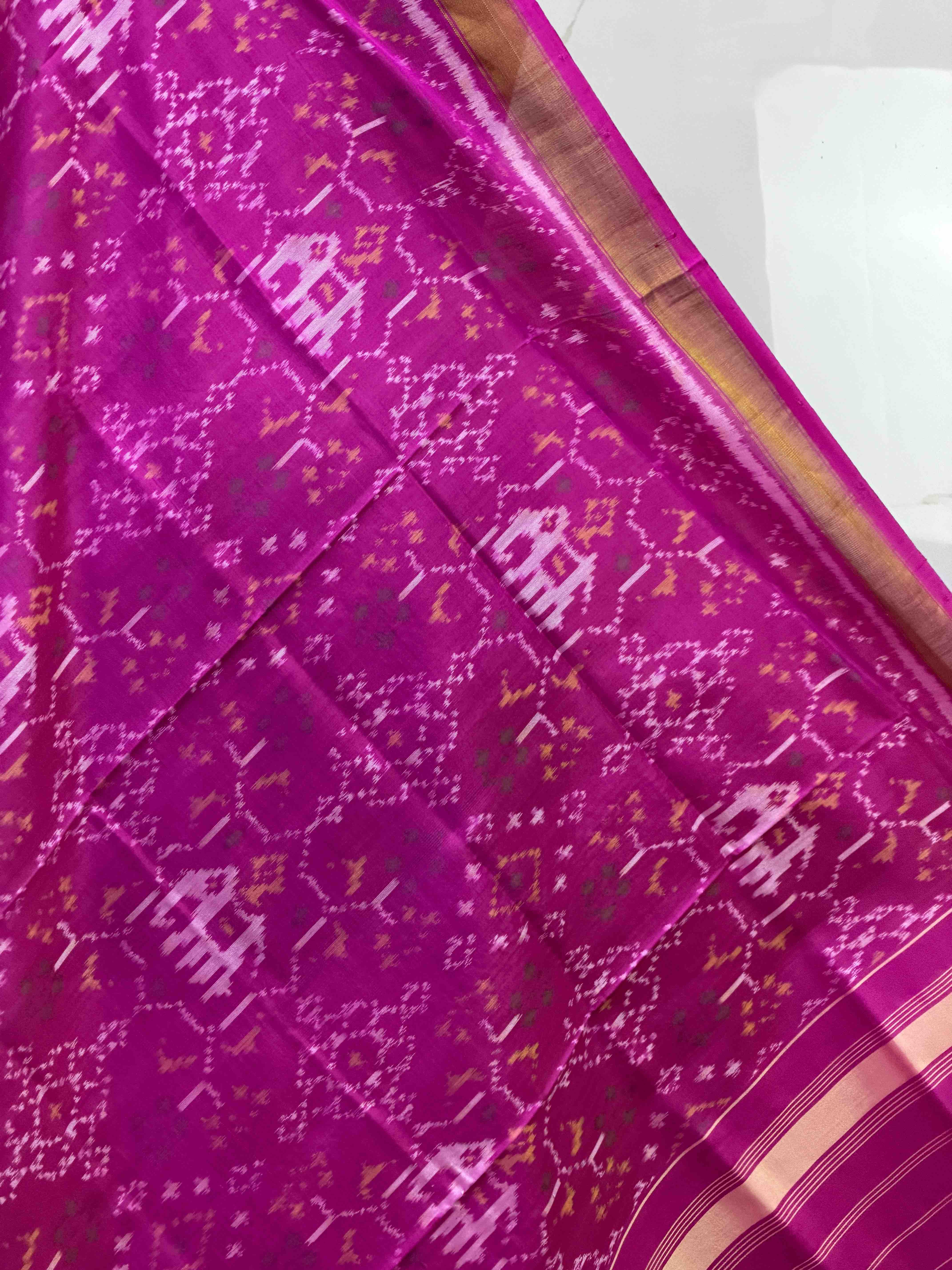 Fusion Design Pink small dupatta in single ikat woven