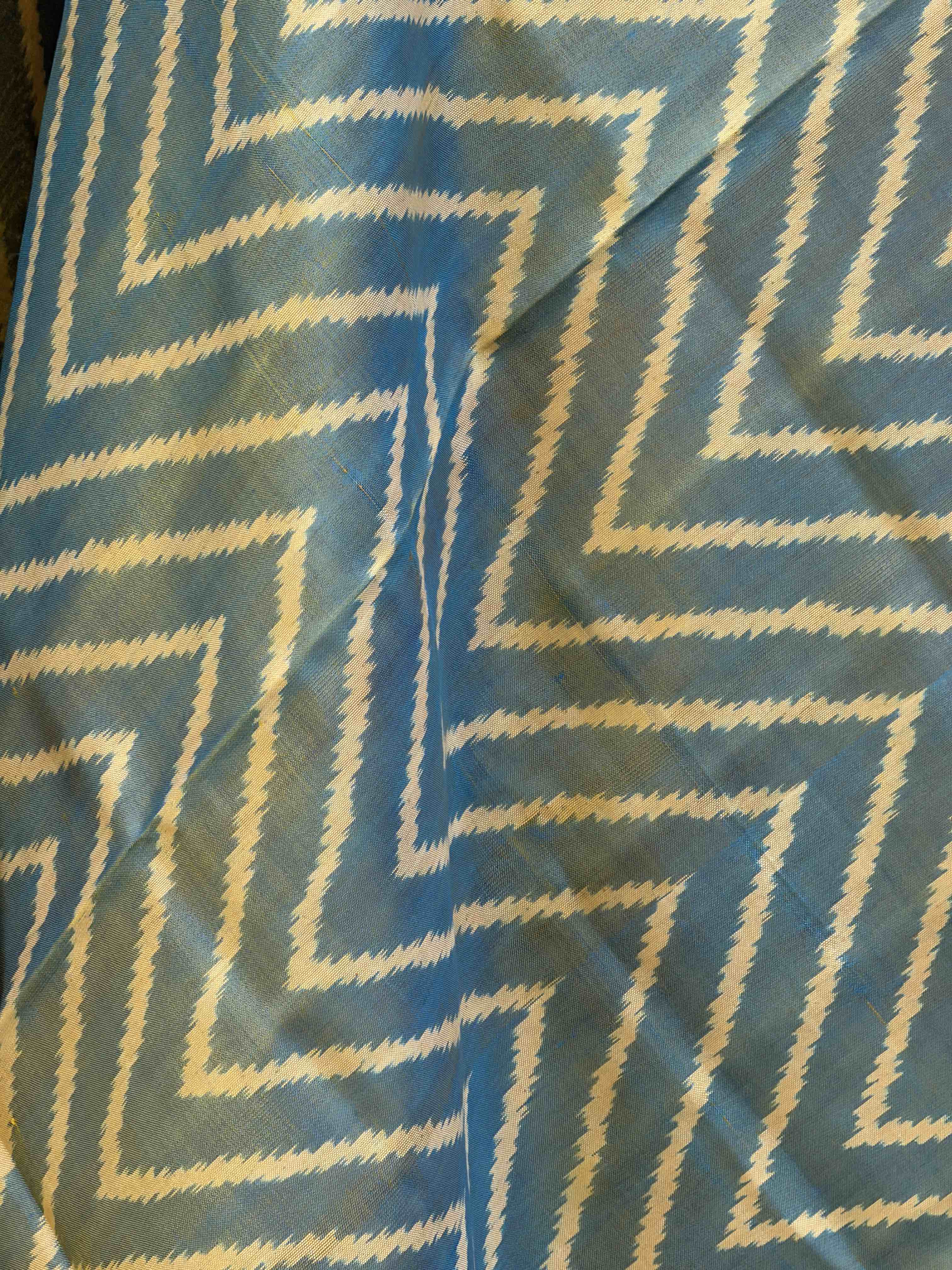 Blue into Golden shaded Zigzag small dupatta
