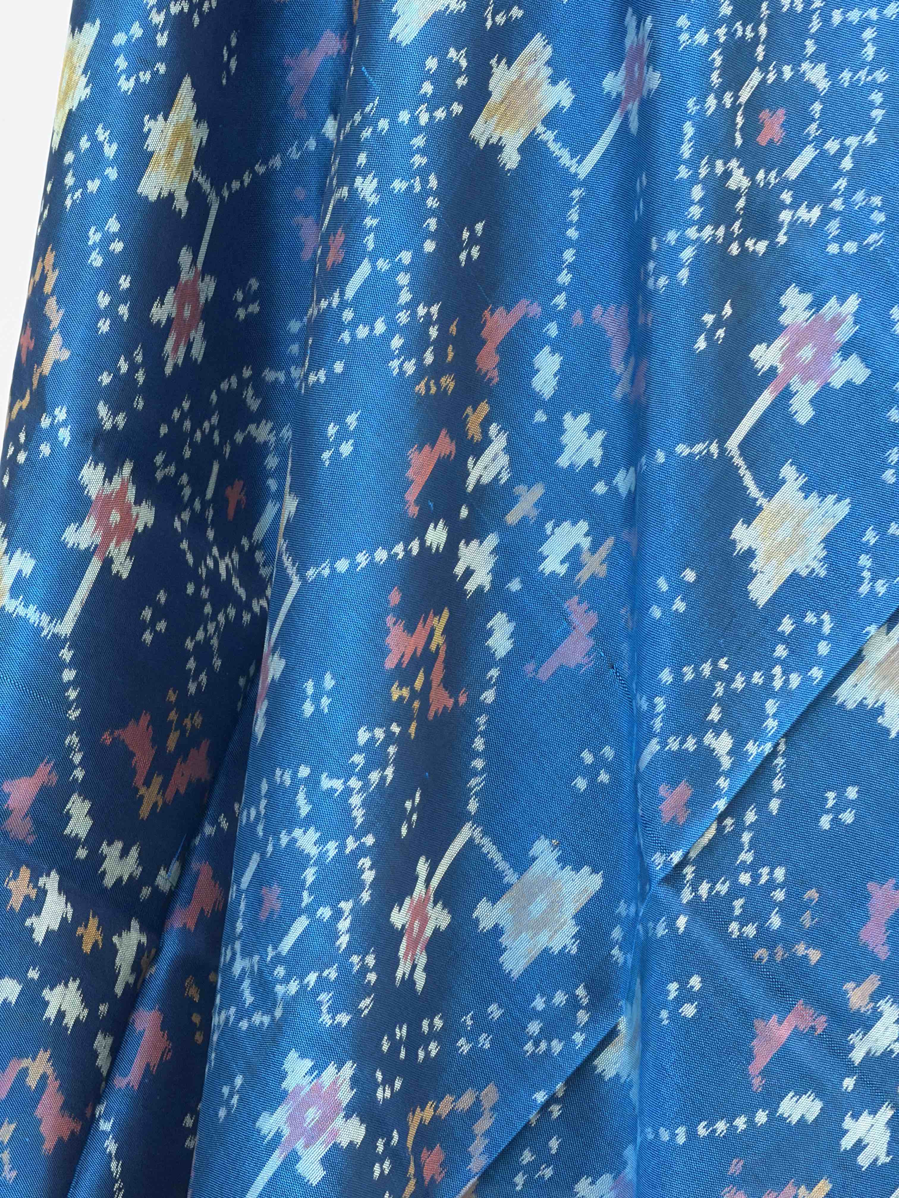 Teal blue navaratan small dupatta in single ikat