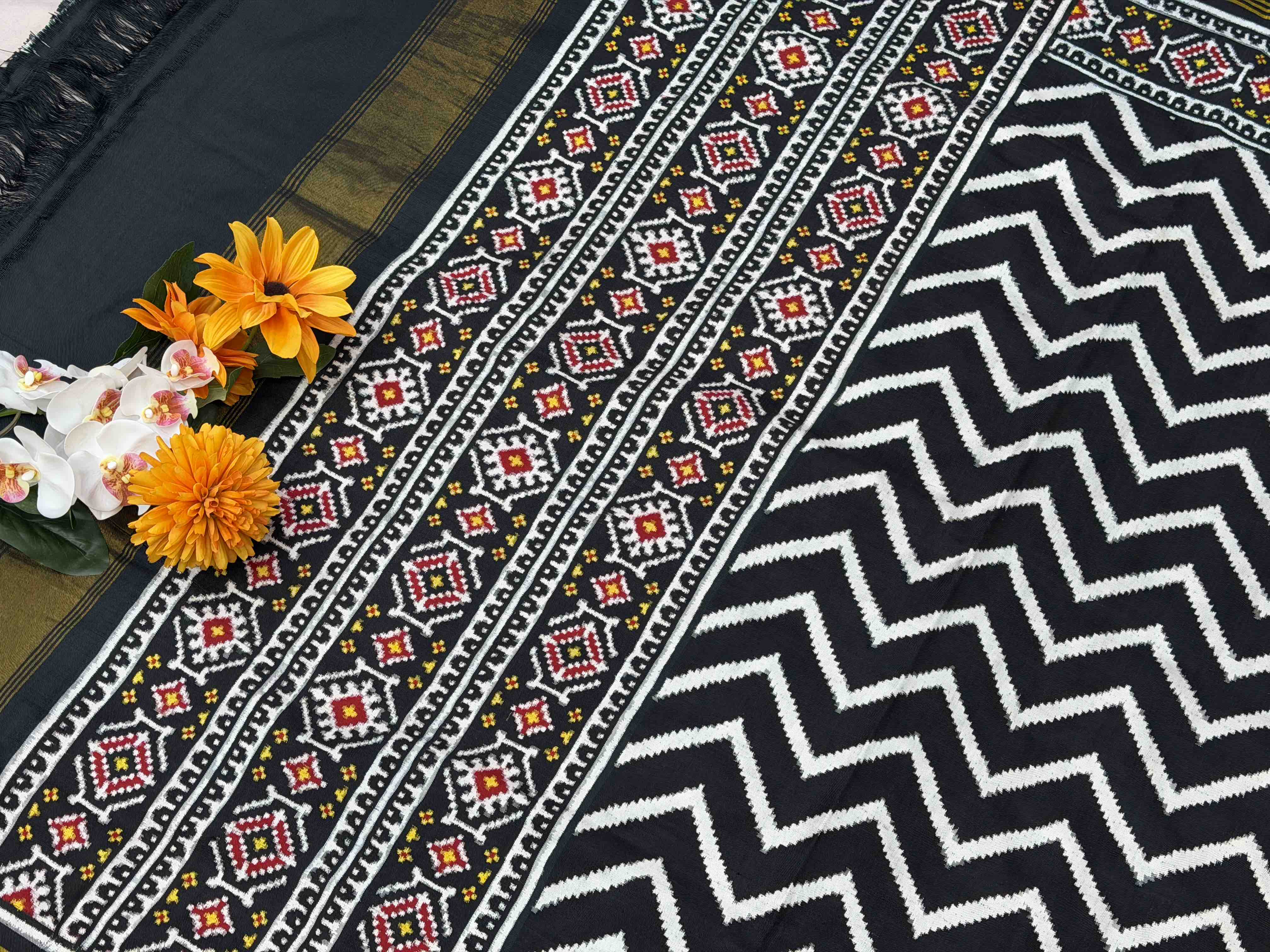Charcoal Zigzag Patan Patola Saree