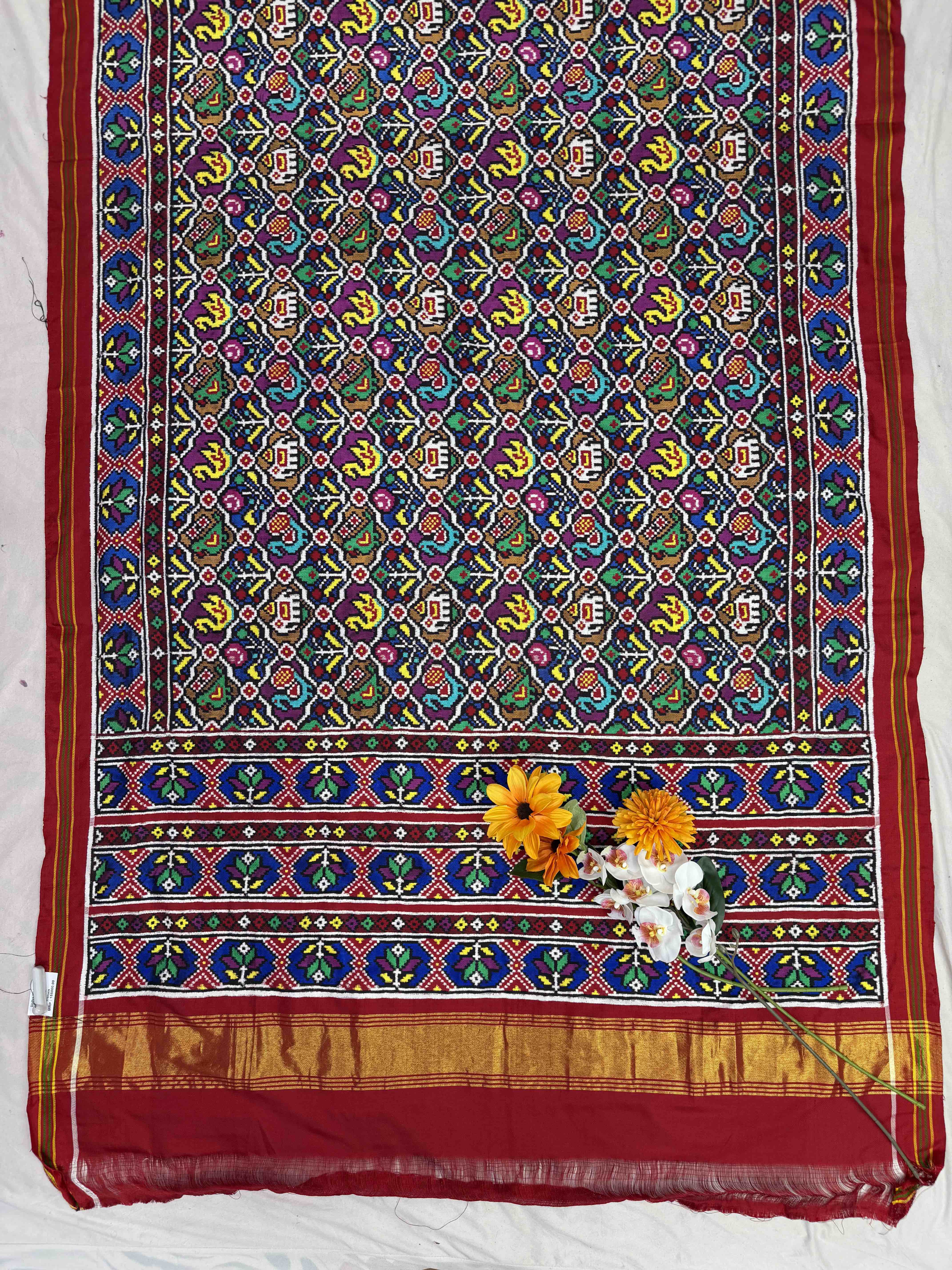 Red with combination of multiple figures and motifs Patan Patola Saree