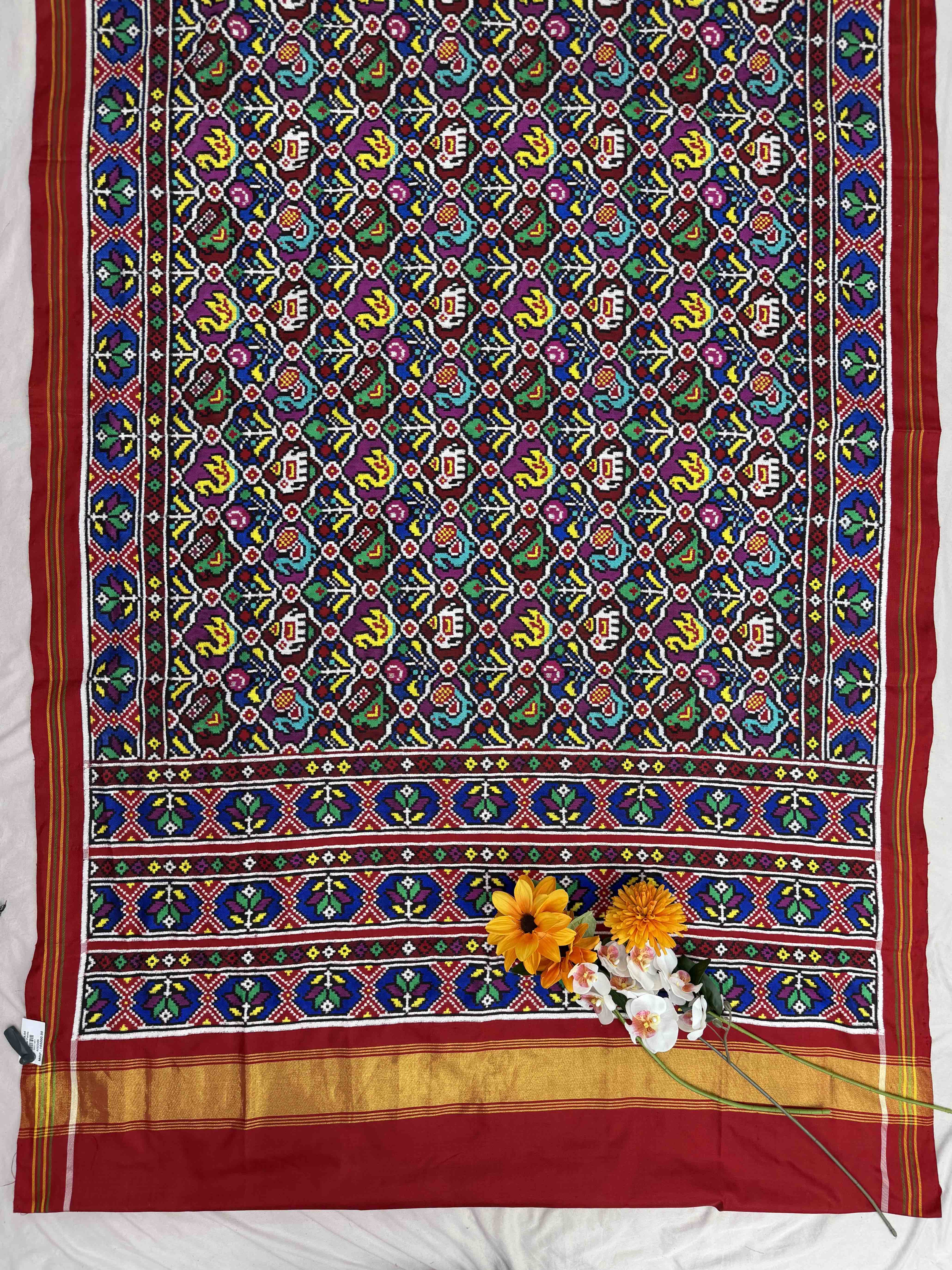 Maroon with mukti colour motifs Patan Patola Saree