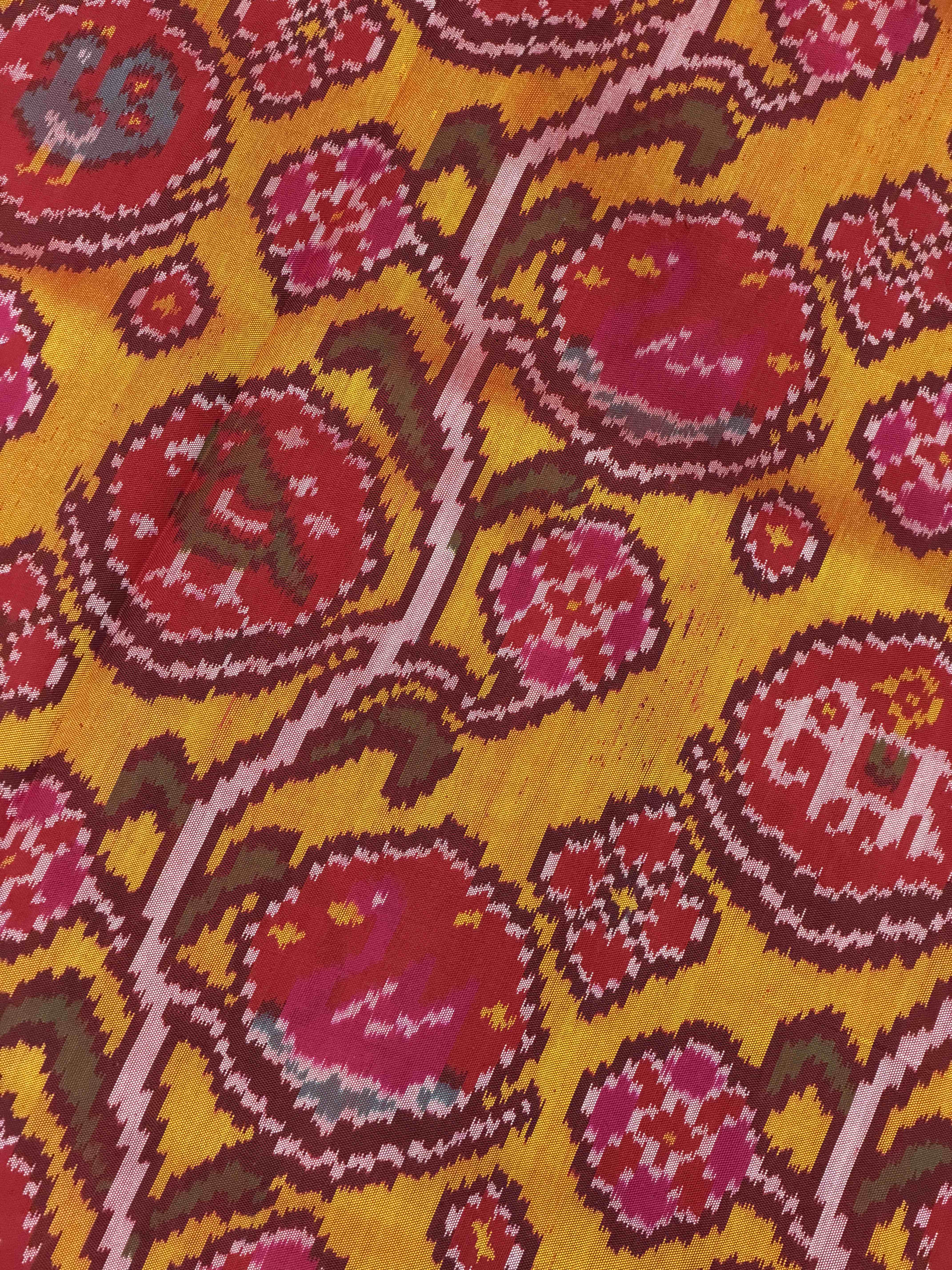 Red & musterd floral patterns Single ikat Patola
