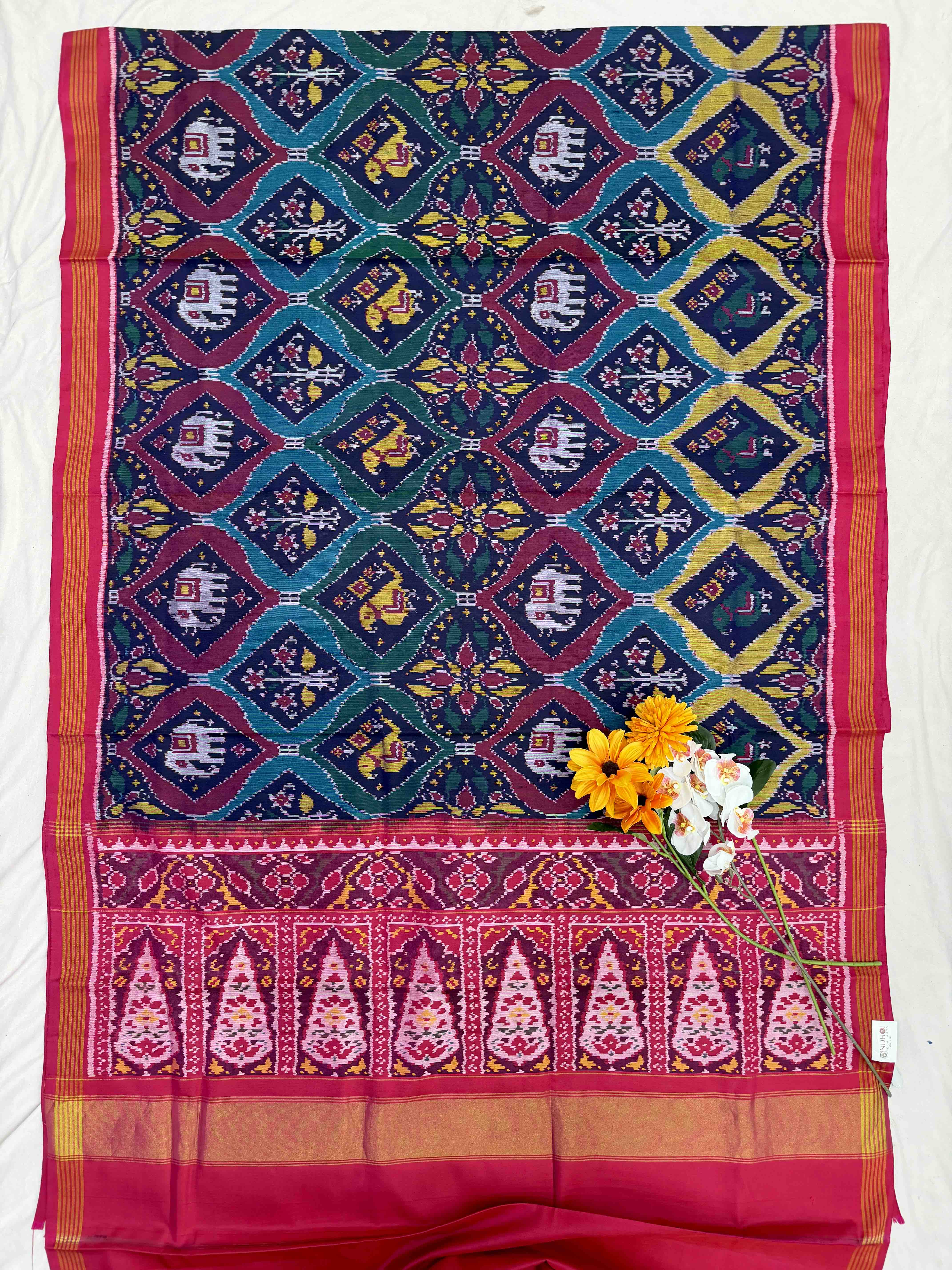 Pink with combination of multi shaded figure design single ikat