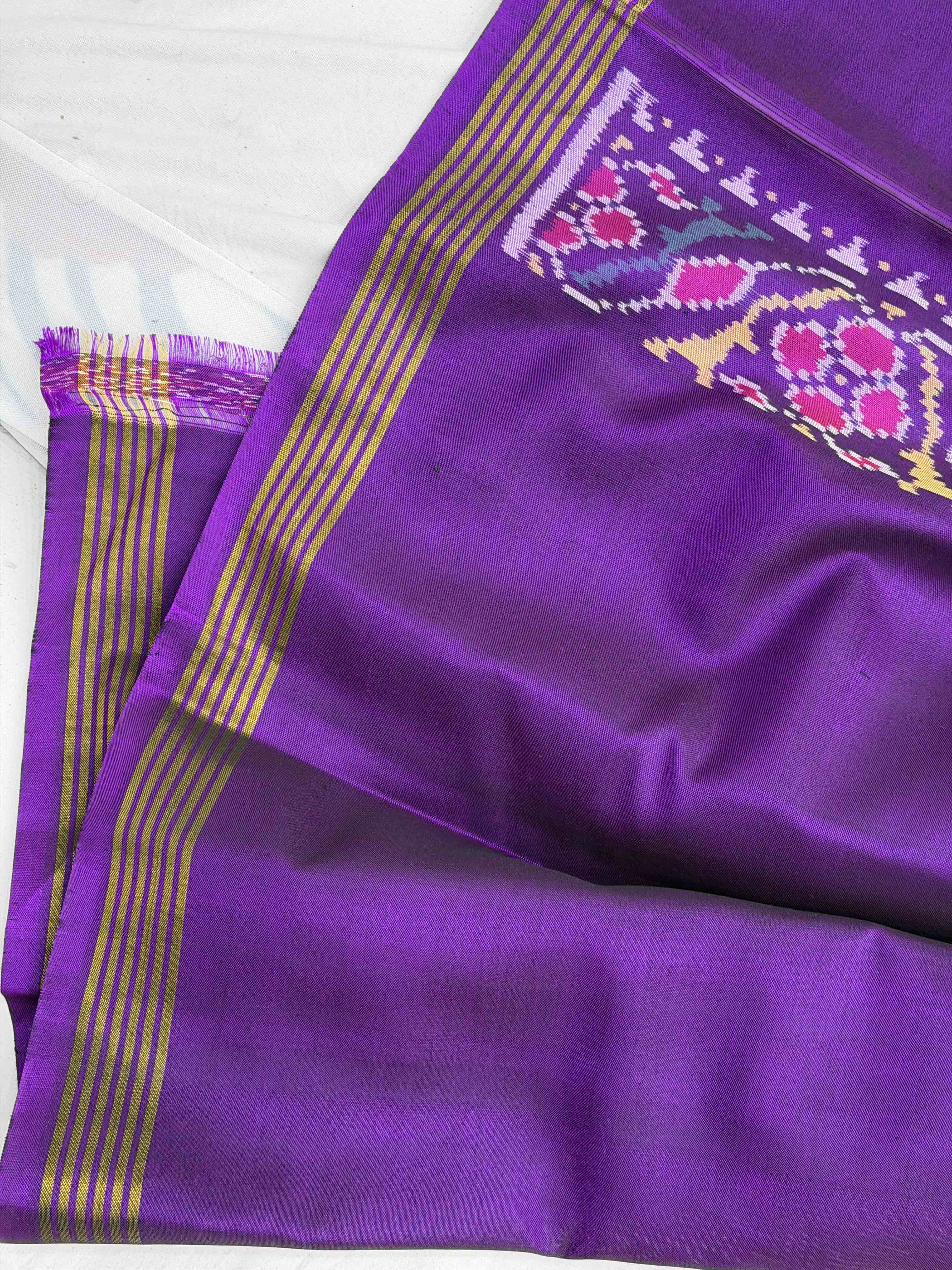 Purple Narikunj Single Ikat Patola Saree