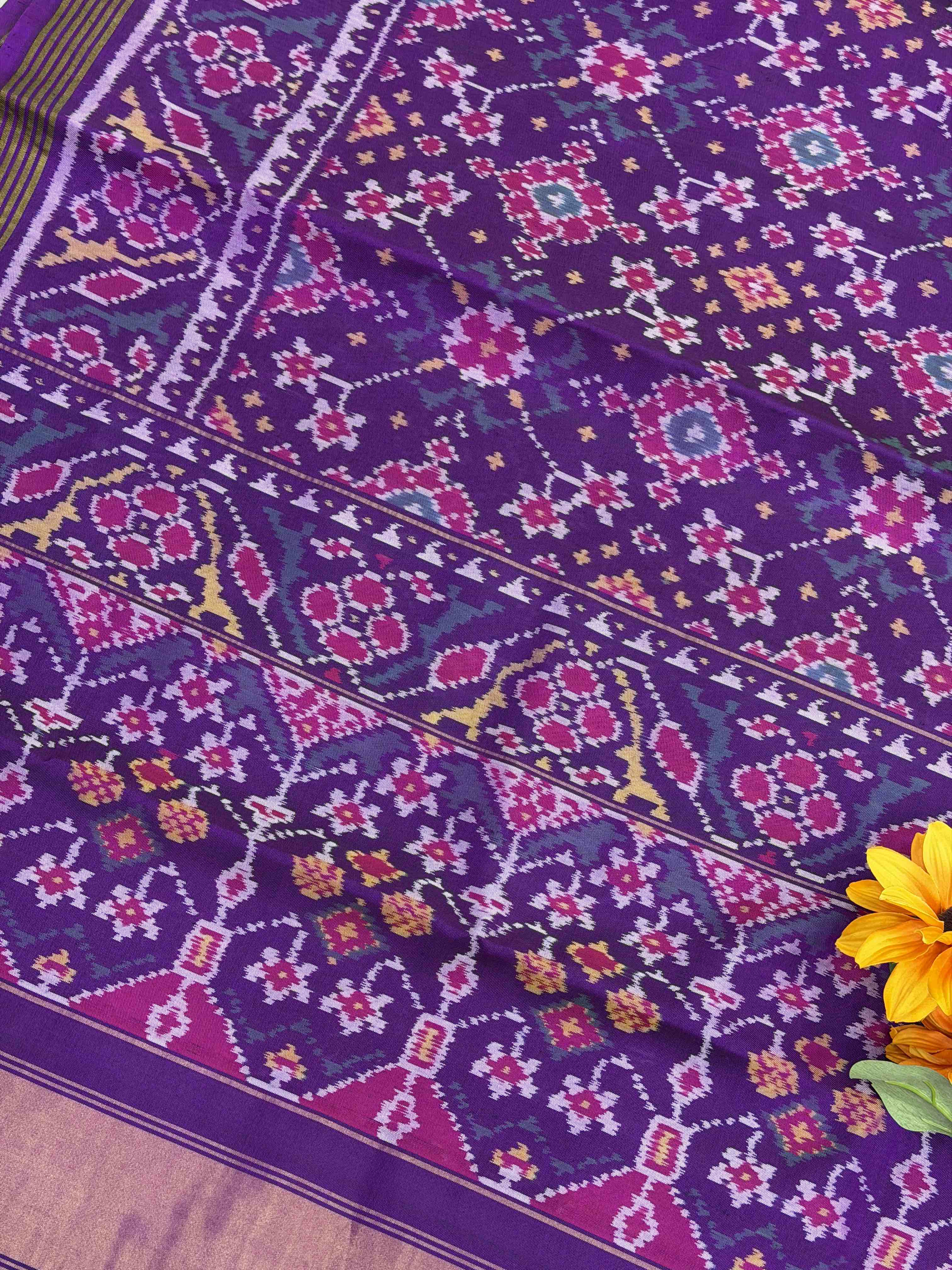 Purple Narikunj Single Ikat Patola Saree