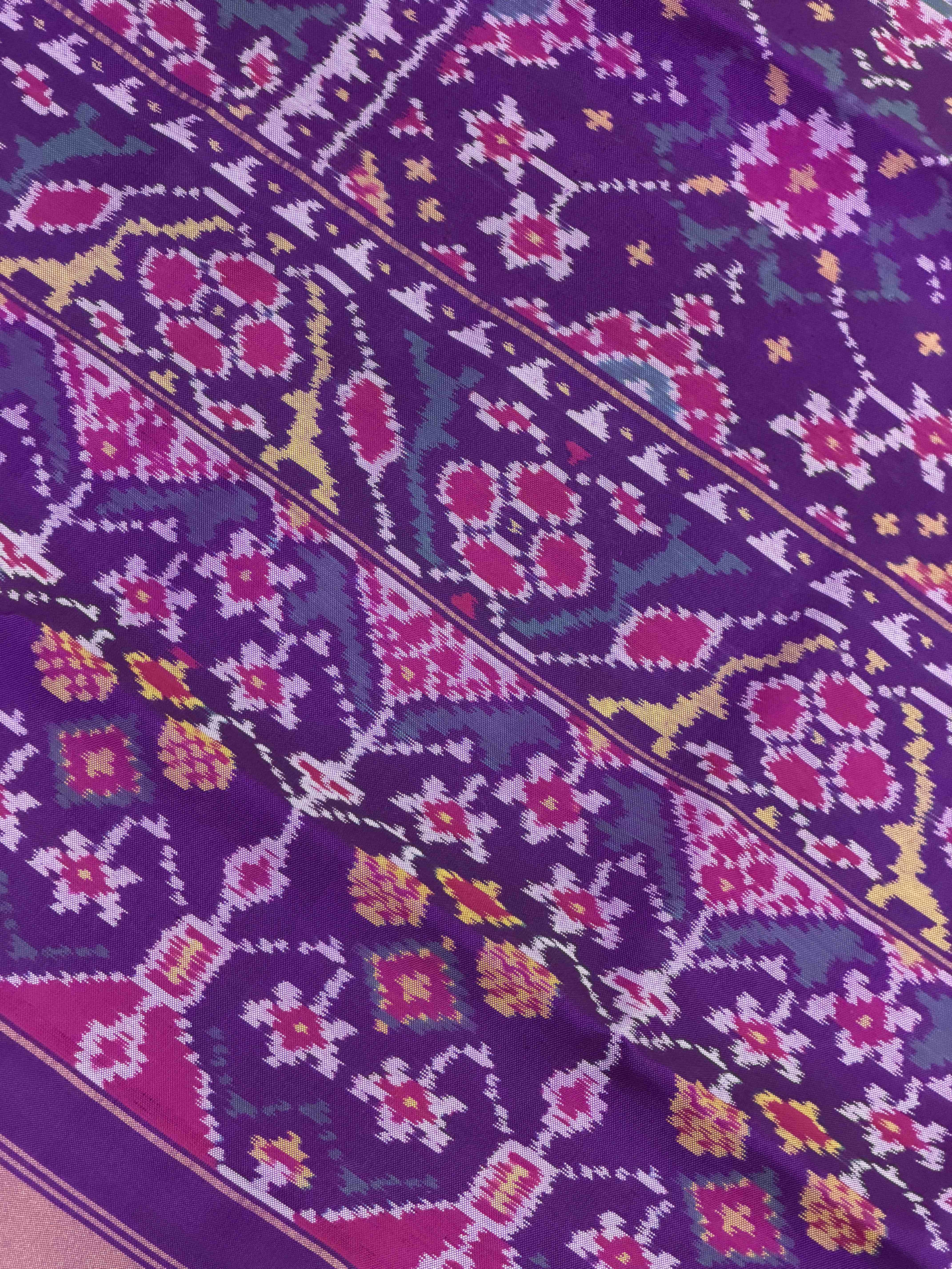 Purple Narikunj Single Ikat Patola Saree