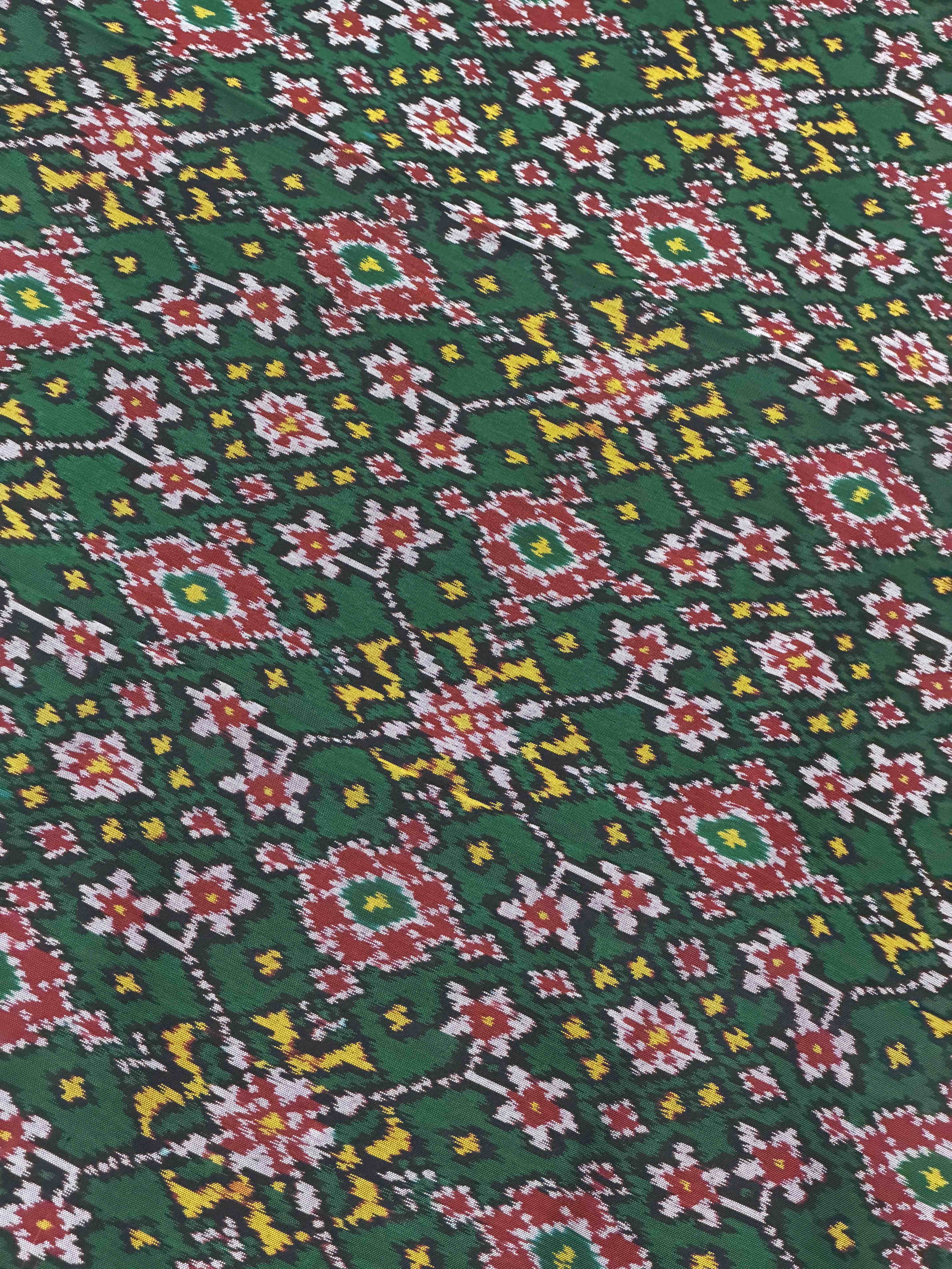 Red & Green Navaratan Single Ikat Patola Saree